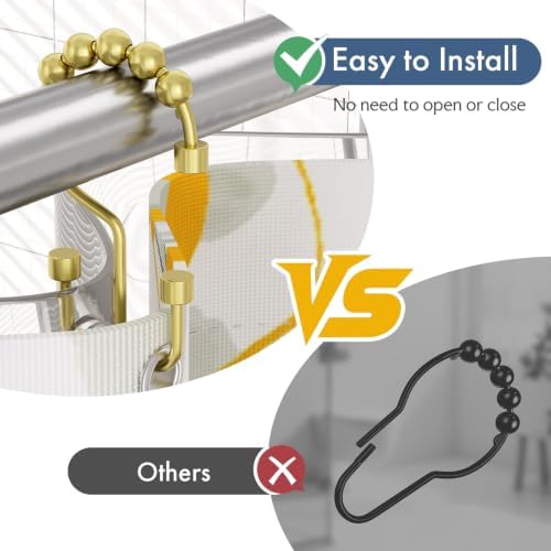 Bathway Gold Shower Curtain Hooks Ring, Rust Proof Metal Shower Hooks - Image 5