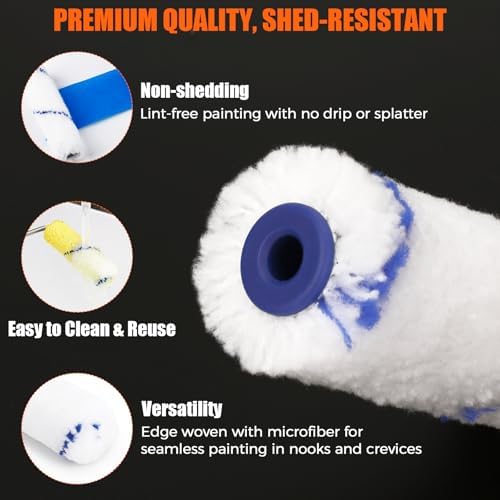 24pcs 4 Inch Microfiber Paint Roller Covers 1/3" Nap, Non-Shedding - Image 3