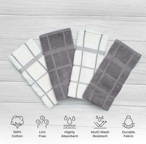 100% Cotton Terry Dish Towels, 4 Pack 16 x26 Inches, Super Soft and Absorbent - Image 2