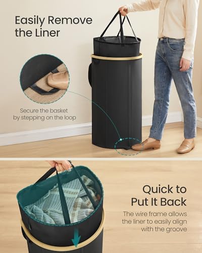 SONGMICS Laundry Hamper with Lid, 90L Laundry Basket, Removable Liner Bag - Image 4