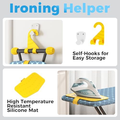 KINGBOARD Ironing Board with Silicon Iron Mat, Heavy Duty Leg 13x43 Yellow - Image 6
