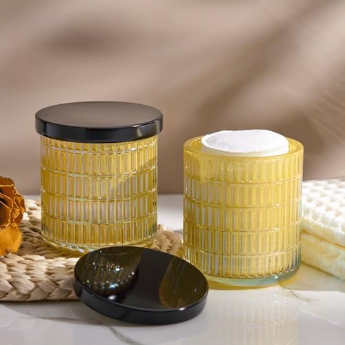 yellow Thick Glass Bathroom Qtip Holder, 2 Pack - Image 6