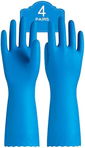 PACIFIC PPE 4 Pairs Dishwashing Gloves, Cotton Flocked Liner by PACIFICPPE