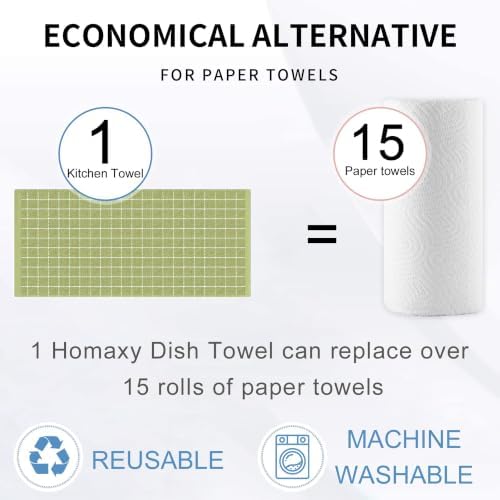 Homaxy 100% Cotton Terry Kitchen Towels, 6 Pack, Sage Green - Image 7