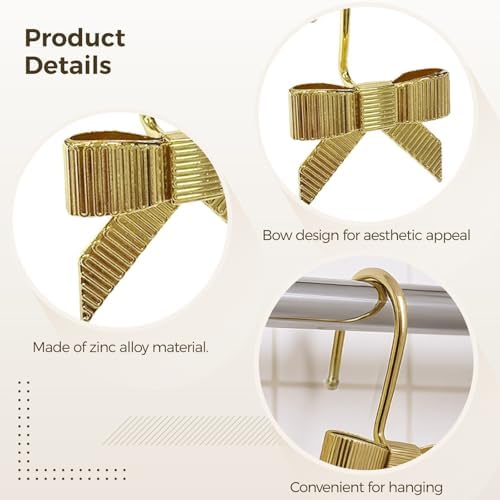 12 Pcs Shower Curtain Hooks, Decorative Bowknot Design, Rustproof Zinc Alloy - Image 3