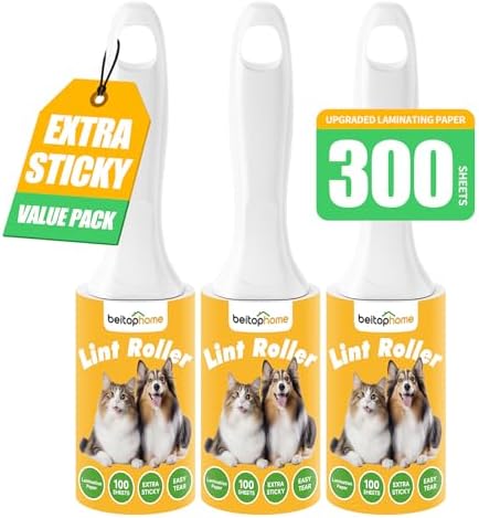 Lint Roller 3 Pack for Pet Hair, 300 Sheets, 3 Handles by Beitophomepet%60sfamily