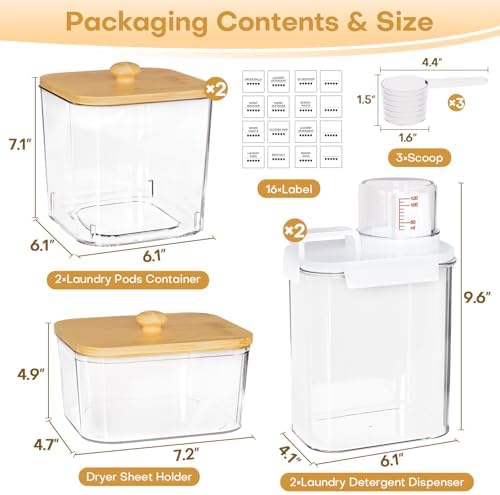 Homde Clear Laundry Detergent Dispenser: Reusable 3+2 Pack - Image 2