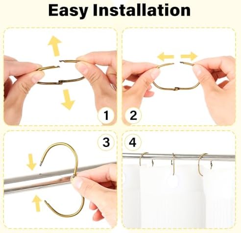 20Pcs Shower Curtain Hooks, Metal Oval Shower Curtain Hooks Roman Rings - Image 3