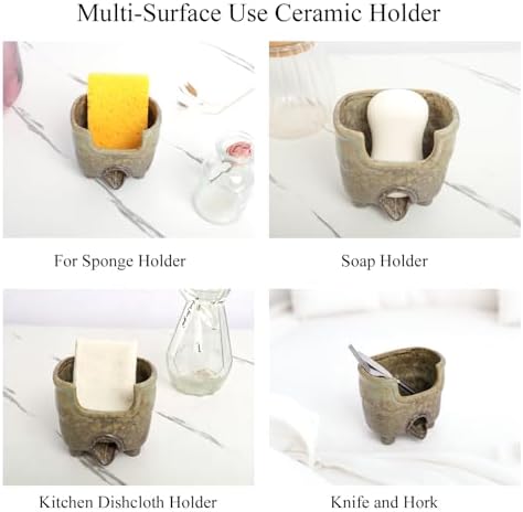 Sponge Holder for Kitchen Sink, Ceramic Sink Caddy Organizer - Image 6