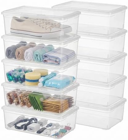 10 Pack Shoe Storage Box Clear Plastic Stackable Storage Containers by Naivees