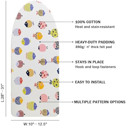 12.5" x 30" Small Tabletop Ironing Board Cover and Pad, 3 Pairs of Hook and - Image 2