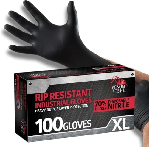Venom Steel - VEN6144N Nitrile Gloves, Rip Resistant Disposable Latex Free by VenomSteel