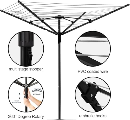 Heavy Duty Outdoor Umbrella Drying Rack, 12 Lines - Image 6