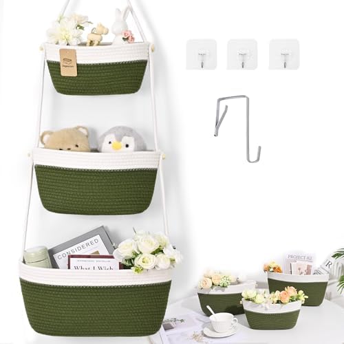 Hanging Basket, 3-Tier Woven Wall Basket by Degeyoyo