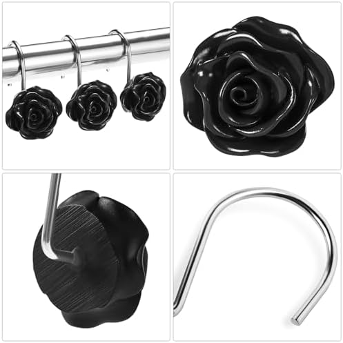 Cute Rose Floral Shower Curtain Hooks Rings - Image 3