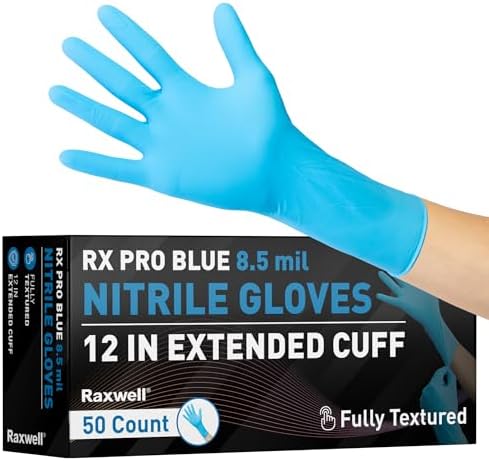 Raxwell 8.5 Mil Nitrile Gloves, Heavy Duty Cleaning Gloves, by Raxwell