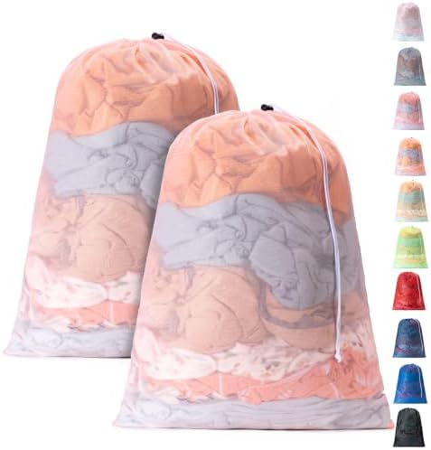 2 Pack Mesh Travel Laundry Bag 28" x 40"Extra Large Dirty Clothes Organizer by Unknown