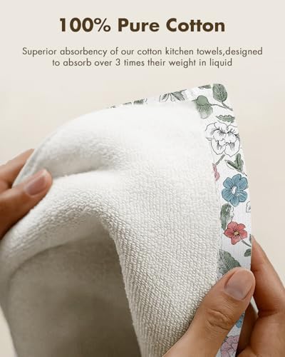 Miss Adola 2pcs Cotton Waffle Kitchen Towels, Vibrant Botanical - Image 3