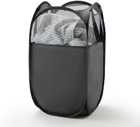 TECHMILLY Pop Up Foldable Laundry Basket, Mesh Laundry Hamper by TECHMILLY