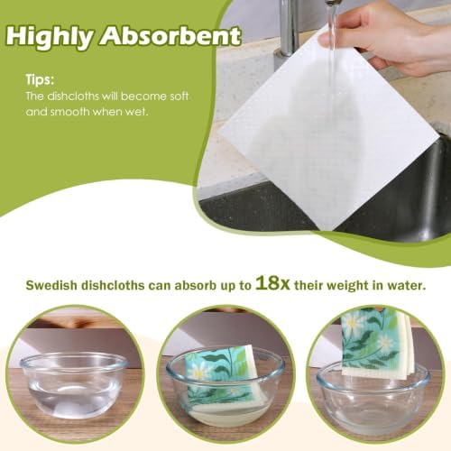 6 Pcs Swedish Paper Cloths for Kitchen, Reusable Paper Towels Washable - Image 4