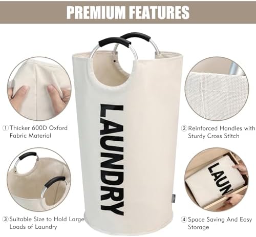 DOKEHOM 125L X-Large Laundry Basket Bag, Collapsible Tall Hamper - Image 7