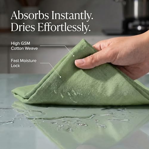 Urban Villa Kitchen Towels Cotton Dish Towels 20”x30” Green - Image 2