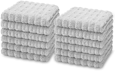 kimteny Microfiber Dish Cloths for Washing Dishes 12 Pack, Light Grey by kimteny