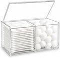 Acrylic Qtip Holder with Hinged Lid – Clear Cotton Swab Dispenser – Bathroom by MySpaceOrganizers