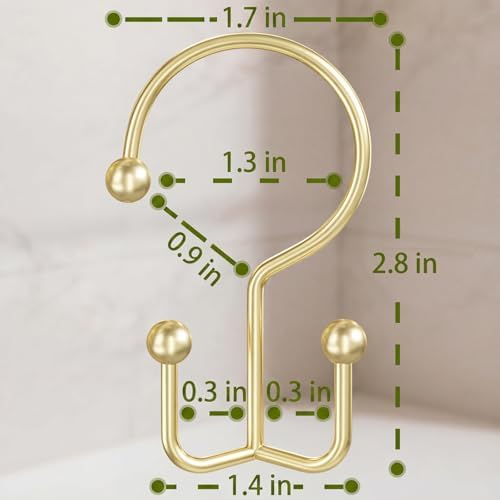 OEH Shower Curtain Hooks, Metal Shower Curtain Rings, Double Shower Rings - Image 2