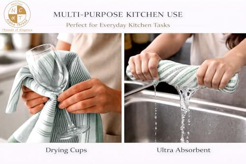 Pack of 6 Cotton Kitchen Towels Set, Dish Towels, Cleaning Rags, Kitchen Dish - Image 7