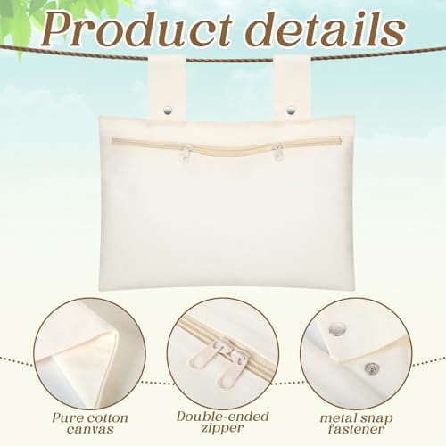 Abbylike 2 Pack Canvas Clothespin Bag 15 x 11 inch Beige Clothes Pin Hanging - Image 3