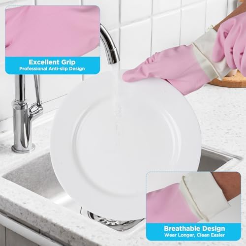 Household Rubber Gloves Non-Slip Dishwashing Cleaning - Image 4