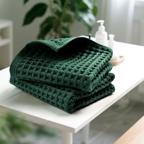 Waffle Hand Towels Set of 5 – Cotton, Quick Dry, Lint Free - Image 3