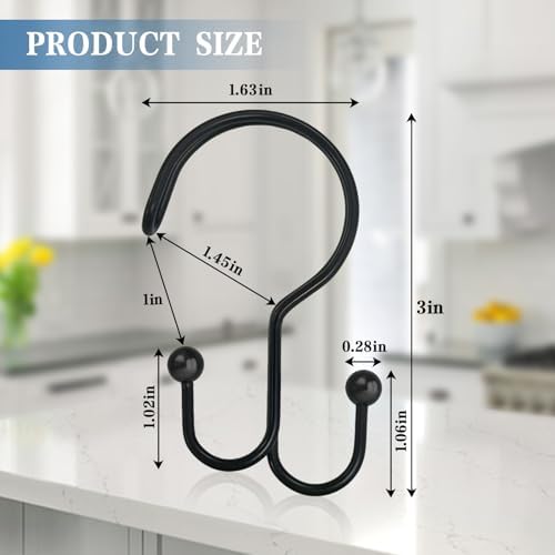 Shower Curtain Hooks, OEH Shower Curtain Rings, Decorative Double Shower Hooks - Image 3