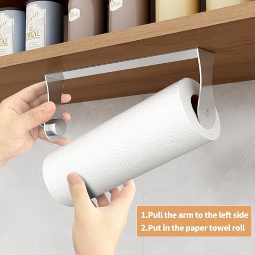 Paper Towel Holder Under Cabinet, Wall Mount, Adhesive or Drilling - Image 3