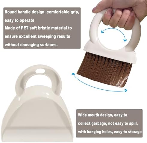 Round Handle Brush and Dustpan Set Small Broom & Dustpan Portable Handheld - Image 5