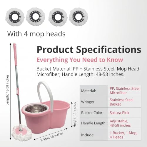 Spin Mop and Bucket Set, 360 Rotating Self-Wringing Floor Cleaner - Image 5