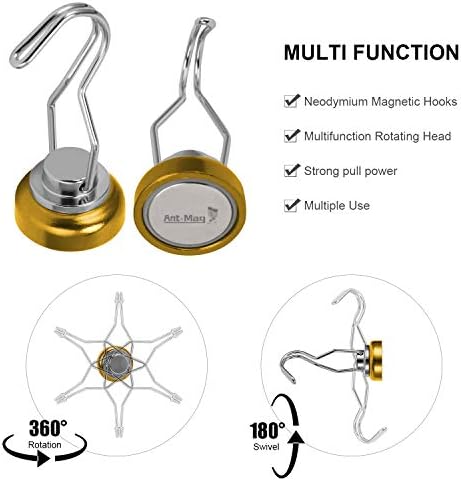 Ant Mag Swivel Magnetic Hooks 80lbs Yellow 4 Pack - Image 2