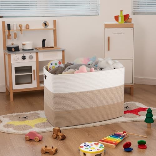 OIAHOMY 108L Extra Large Blanket Basket Dog Toy Basket Light Brown - Image 2