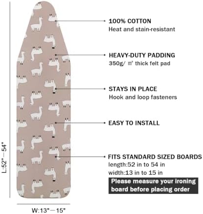 Ironing Board Cover and Pad Standard Size 15" x 54", 3 Pairs of Hook and Loop - Image 2