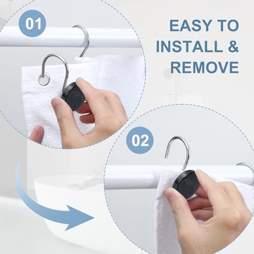 J&V TEXTILES Shower Curtain Hooks Rings, Rust Resistant Metal Double Glide - Image 2