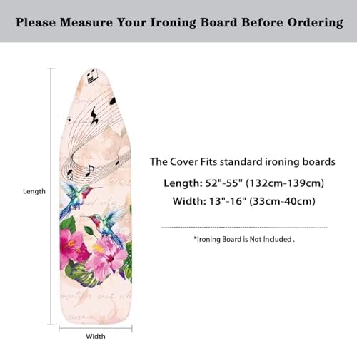 GLENLCWE Blue Hummingbird Hibiscus Music Note Ironing Board Cover Full Size - Image 5