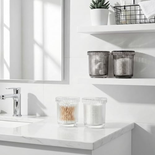 Smoky Gray Thick Glass Bathroom Qtip Holder, 2 Pack - Image 5