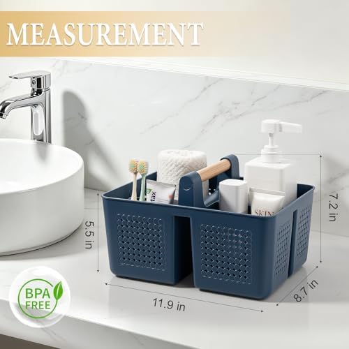 JiatuA Portable Shower Caddy Basket Plastic Caddy Organizer Large Navy Blue - Image 7