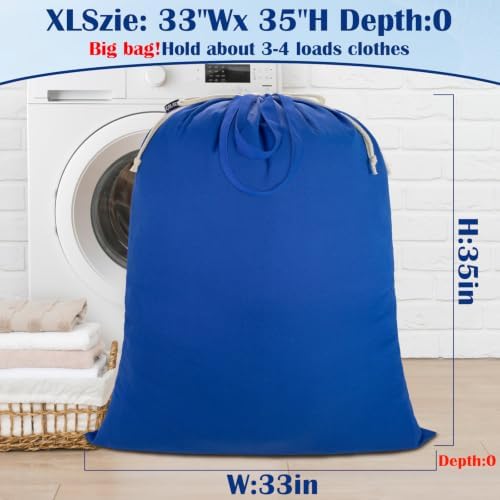 Thick Laundry Bag 33"Wx 35"H, Extra Large Heavy Duty Hamper Liner, XL Blue - Image 2