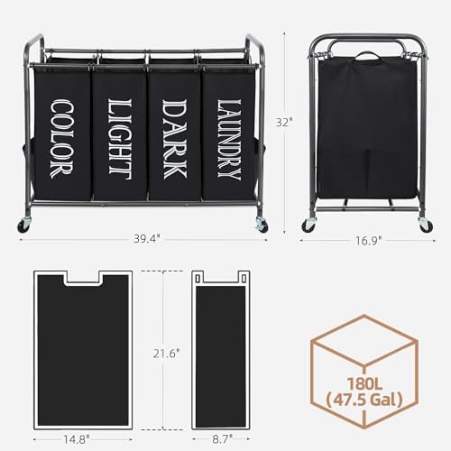 STORAGE MANIAC Laundry Sorter 4 Section, 47.5 Gal Laundry Hamper - Image 3