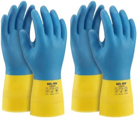 Neoprene Latex Blend Chemical Gloves, Heavy Duty Rubber Gloves, 20 Mil Thick by GOL-SIV
