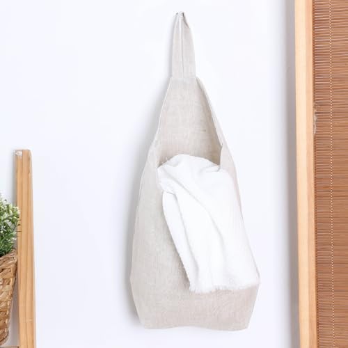 100% Linen Hanging Storage Bags Baskets 2 Pcs, Small Wall Storage Bag - Image 4