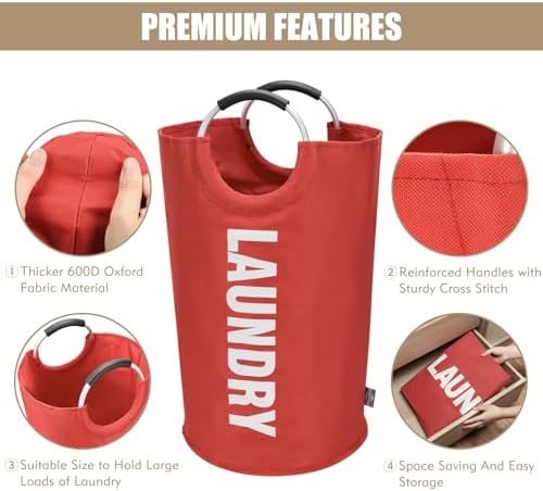 DOKEHOM 90L Large Laundry Basket Bag, Collapsible Tall Hamper - Image 6