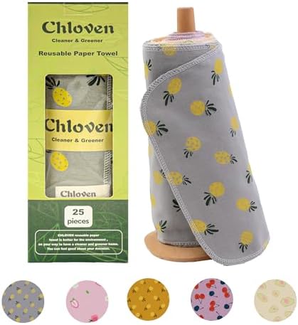 25 Pack Reusable Paper Towels Washable Cotton Cloth Paperless Towels Roll - Image 2